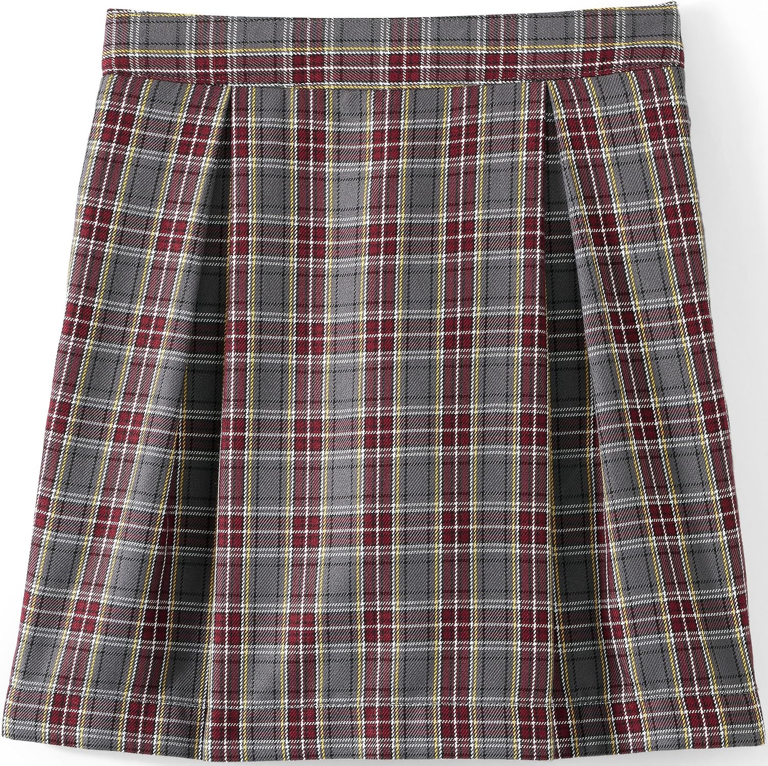 image:imageSchool Uniform Girls Plaid Skort Top of KneeGray HeatherMaroon Plaid