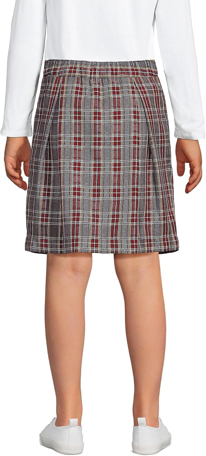 image:imageSchool Uniform Girls Plaid Skort Top of KneeGray HeatherMaroon Plaid