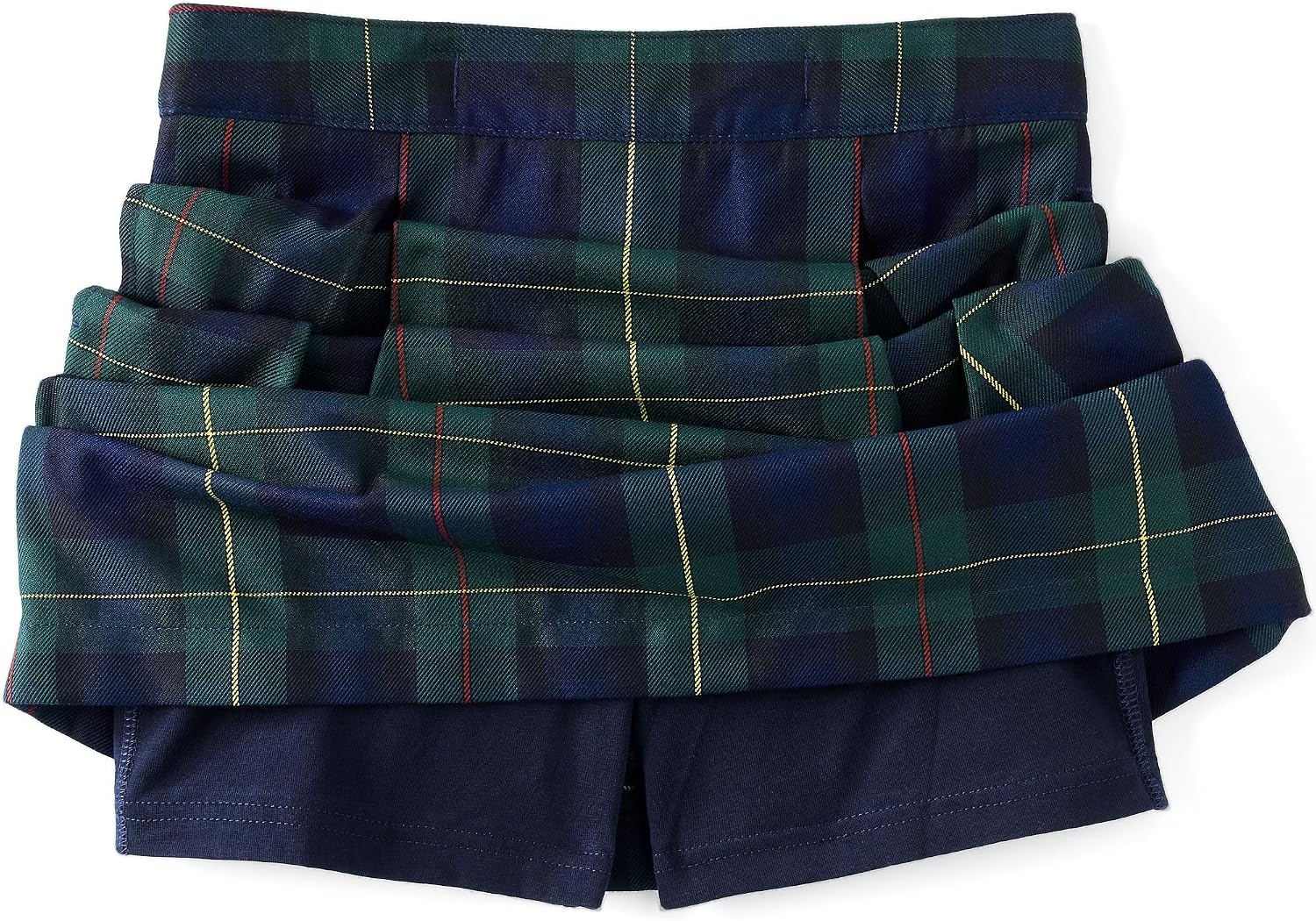 image:imageSchool Uniform Girls Plaid Skort Top of KneeHunterClassic Navy Plaid