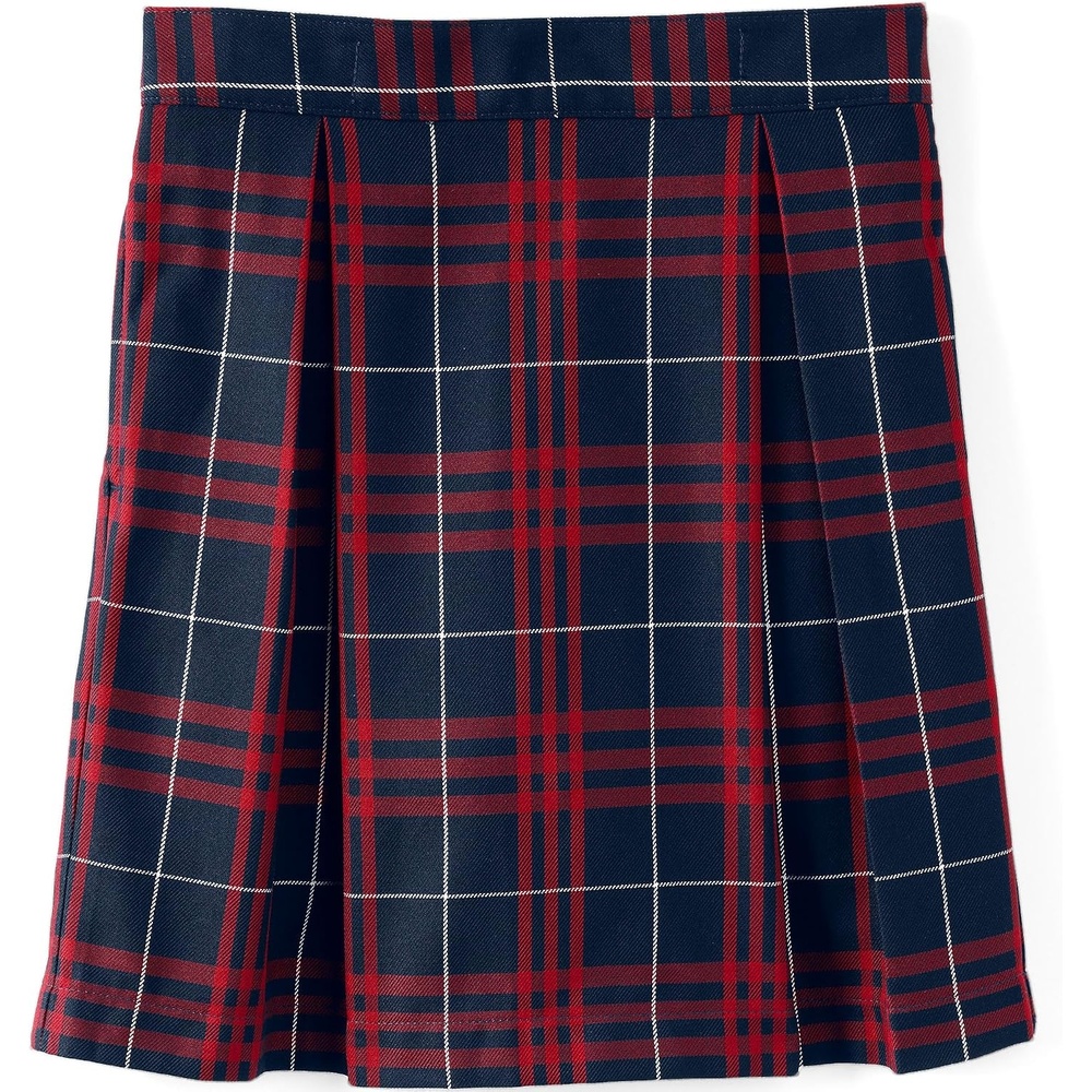 image:imageSchool Uniform Girls Plaid Skort Top of KneeClassic Navy Large Plaid