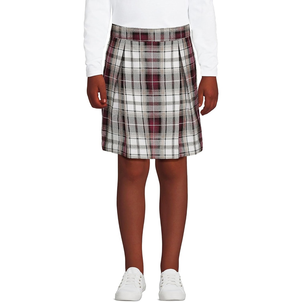 image:imageSchool Uniform Girls Plaid Skort Top of KneeGarnetKhaki Plaid