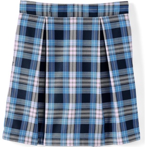 School Uniform Girls Plaid Skort Top of Knee(Clear Blue Plaid)