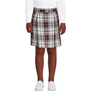 School Uniform Girls Plaid Skort Top of Knee(Garnet/Khaki Plaid)