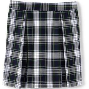 School Uniform Girls Plaid Skort Top of Knee(White Plaid)