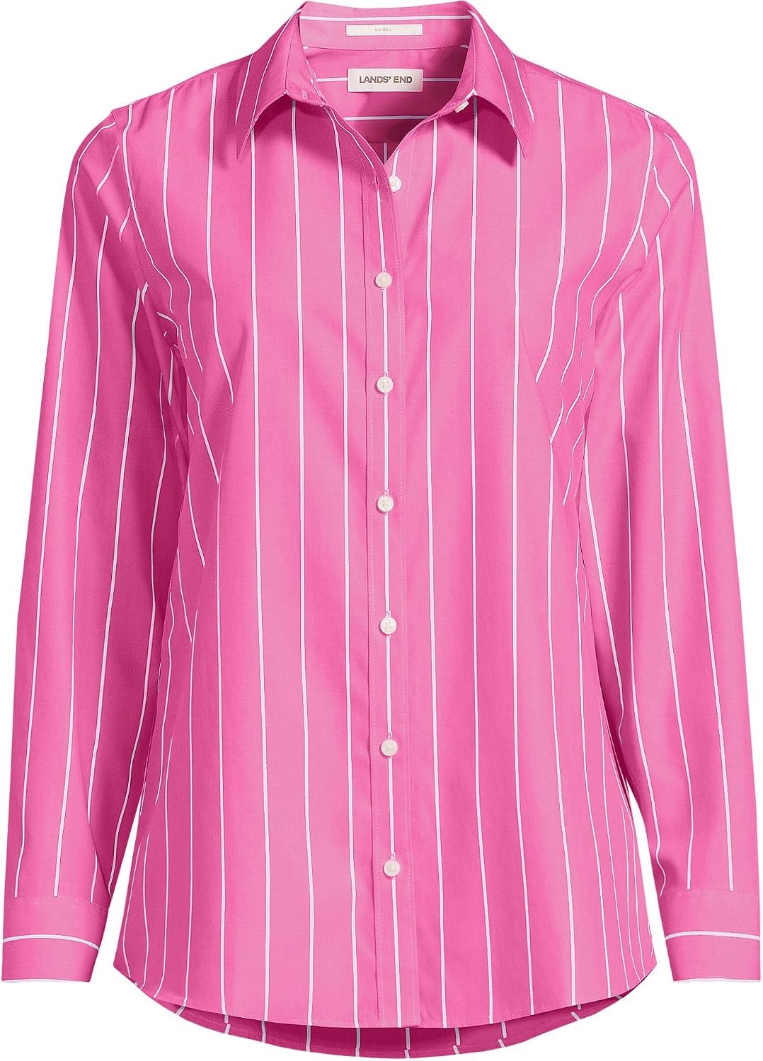 image:imageLands End Womens Pinwale Cord Long Sleeve ShirtApple BlossomWhite Stripe