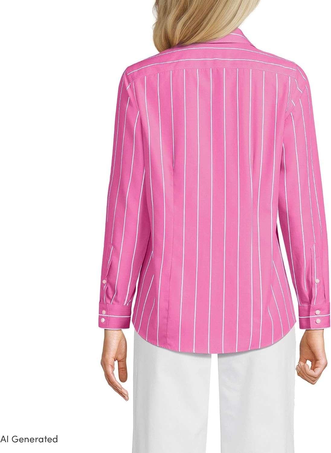 image:imageLands End Womens Pinwale Cord Long Sleeve ShirtApple BlossomWhite Stripe