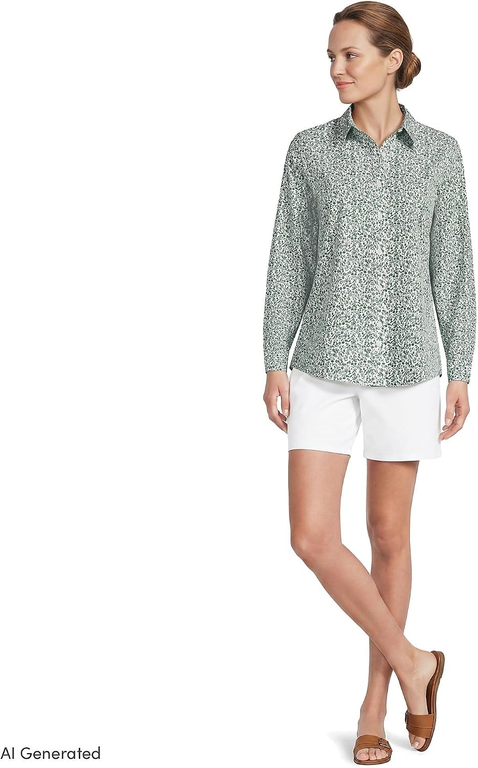 image:imageLands End Womens Pinwale Cord Long Sleeve ShirtFresh Clover Pressed Flower