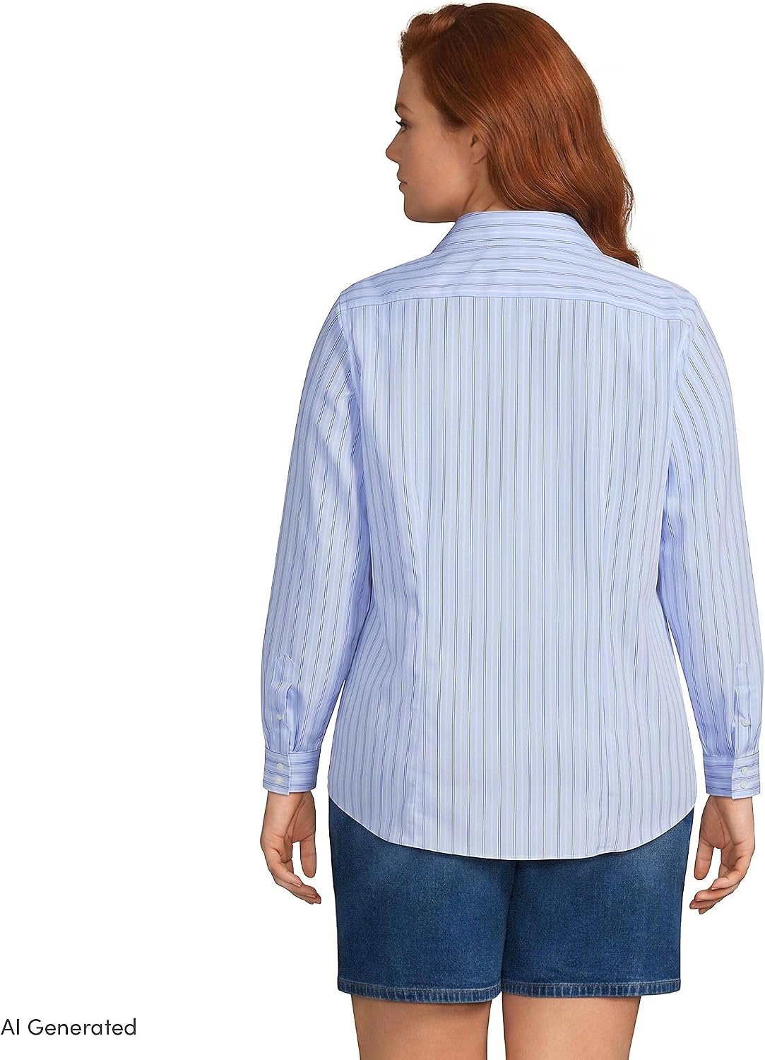 image:imageLands End Womens Pinwale Cord Long Sleeve ShirtSoft Sky Blue Stripe
