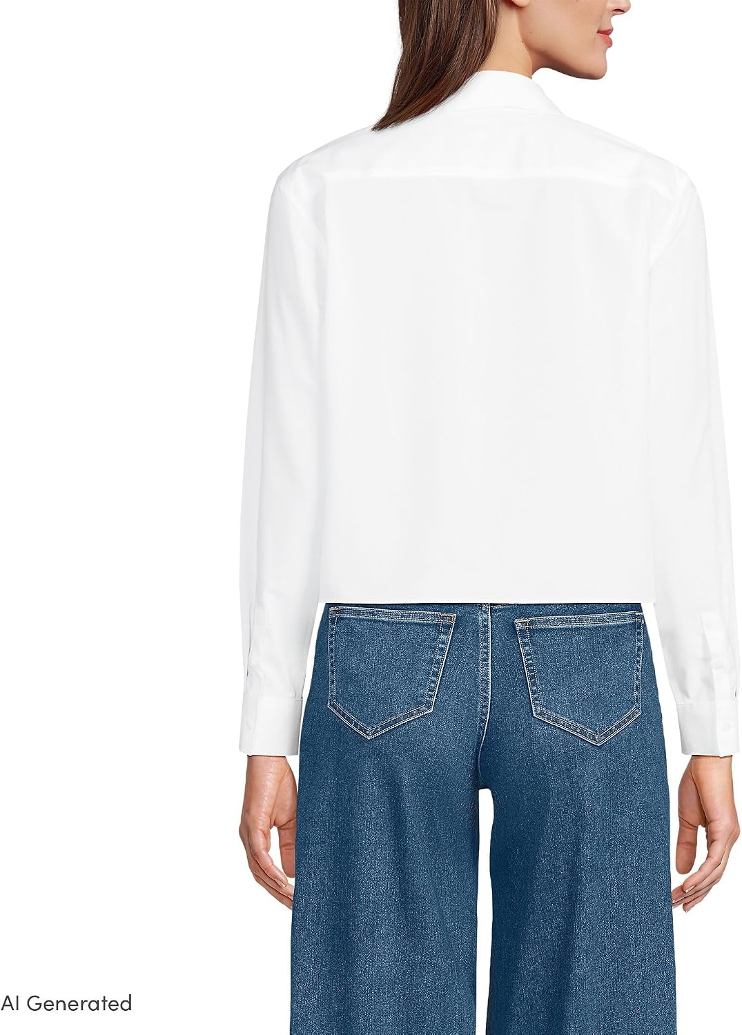 image:imageWomens No Iron Boxy Cropped ShirtWhite