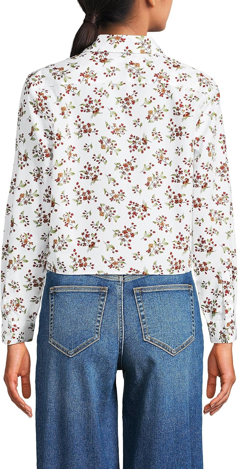 image:imageWomens No Iron Boxy Cropped ShirtWhite Meadow Floral