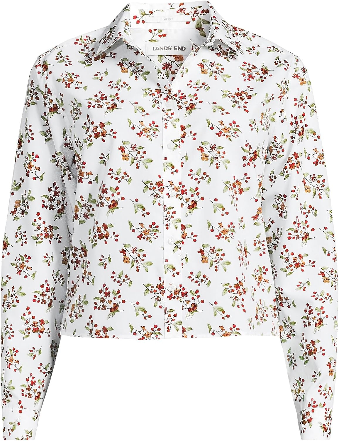 image:imageWomens No Iron Boxy Cropped ShirtWhite Meadow Floral