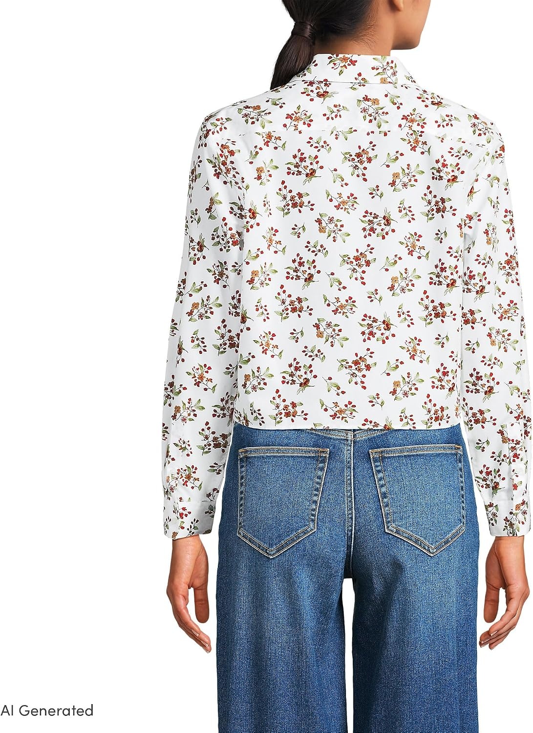 image:imageWomens No Iron Boxy Cropped ShirtWhite Meadow Floral