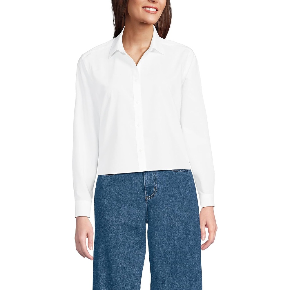 image:imageWomens No Iron Boxy Cropped ShirtWhite
