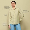 Lands’ End Women’s Pinwale Cord Long Sleeve Shirt(Chartreuse Thin Stripe)