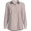 Lands’ End Women’s Pinwale Cord Long Sleeve Shirt(White/Rich Ginger Brown Stripe)