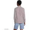 Lands’ End Women’s Pinwale Cord Long Sleeve Shirt(White/Rich Ginger Brown Stripe)