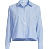 Women’s No Iron Boxy Cropped Shirt(Clear Blue Sky Thin Stripe)