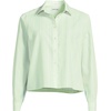 Women’s No Iron Boxy Cropped Shirt(Icy Mint Green Narrow Stripe)