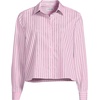 Women’s No Iron Boxy Cropped Shirt(Seaside Pink/Navy Stripe)