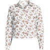 Women’s No Iron Boxy Cropped Shirt(White Meadow Floral)