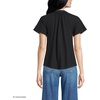 Women’s Slub Short Sleeve Notch Neck Top(Black)