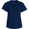 Women’s Slub Short Sleeve Notch Neck Top(Deep Sea Navy)