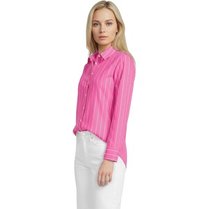 Lands’ End Women’s Pinwale Cord Long Sleeve Shirt(Apple Blossom/White Stripe)