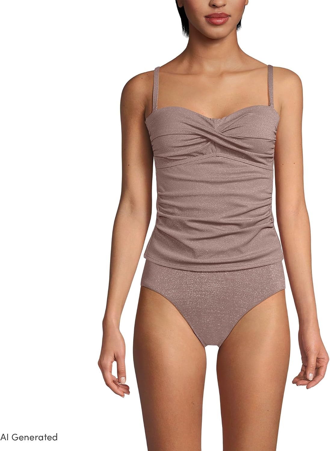 image:imageWomens Bandeau Tankini Swimsuit TopBronze Sand Shine