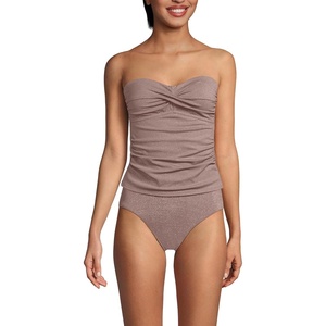 Women’s Bandeau Tankini Swimsuit Top(Bronze Sand Shine)