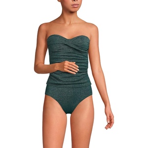 Women’s Bandeau Tankini Swimsuit Top(Deep Balsam Shine)