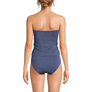 Women’s Bandeau Tankini Swimsuit Top(Mediterranean Blue Shine)