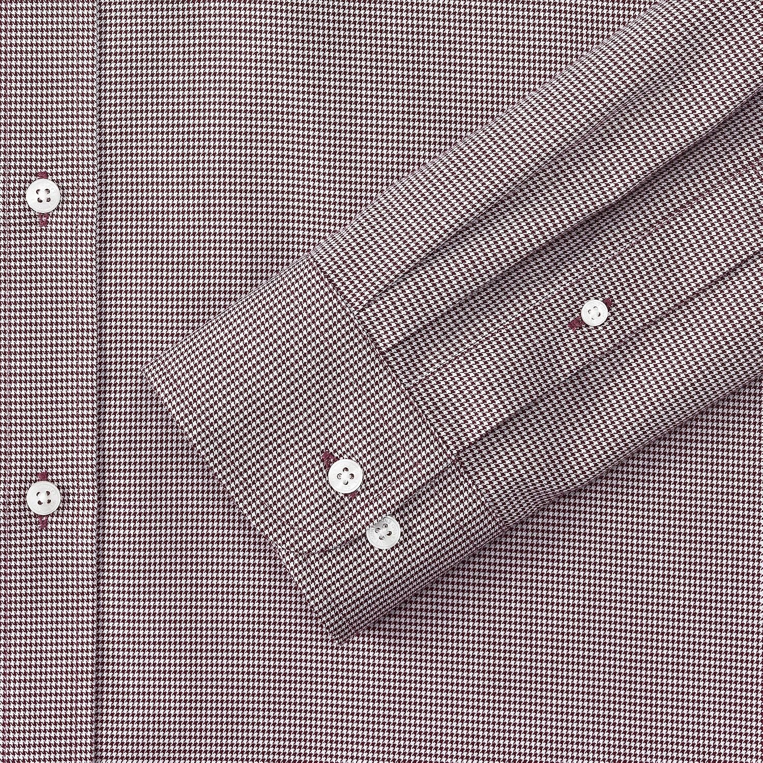image:imageLands End Mens Traditional Fit Solid No Iron AmericanGrown Supima Pinpoint Buttondown Collar Dress ShirtRich BurgundyWhite Puppytooth