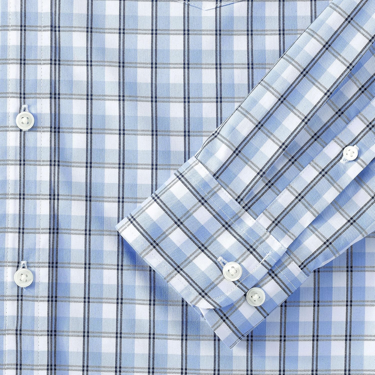 image:imageLands End Mens Wrinkle Resistant Dress ShirtRadiant NavyClear Blue Plaid