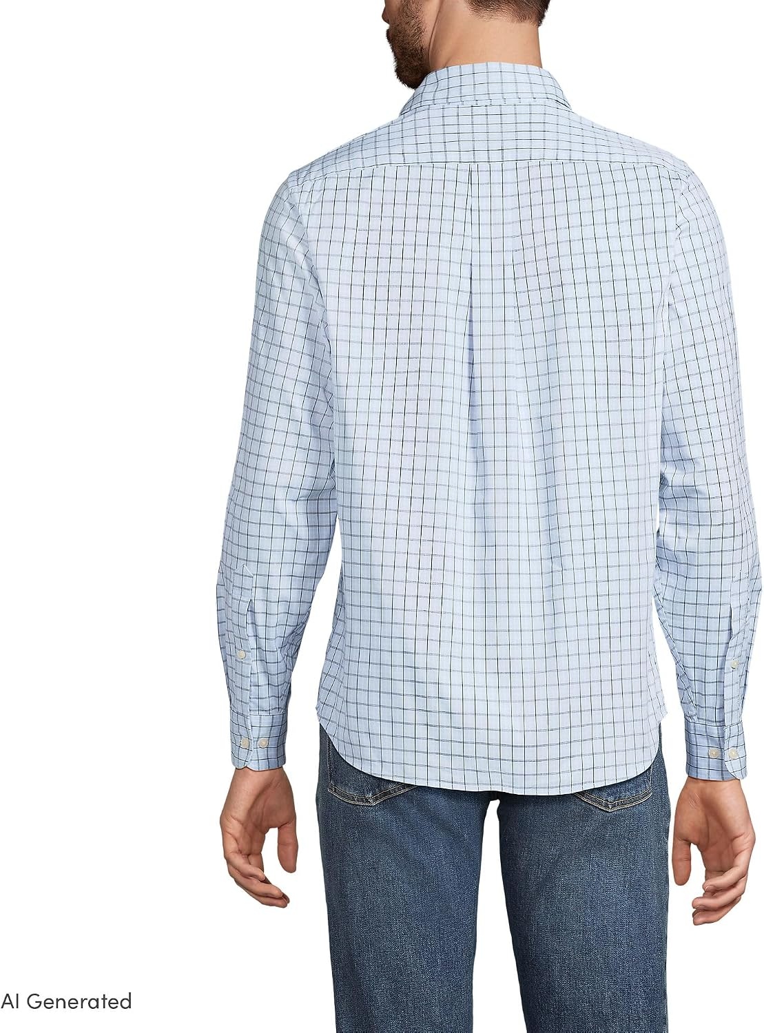 image:imageMens Traditional Fit Long Sleeve Travel Kit ShirtClearlake Blue Plaid