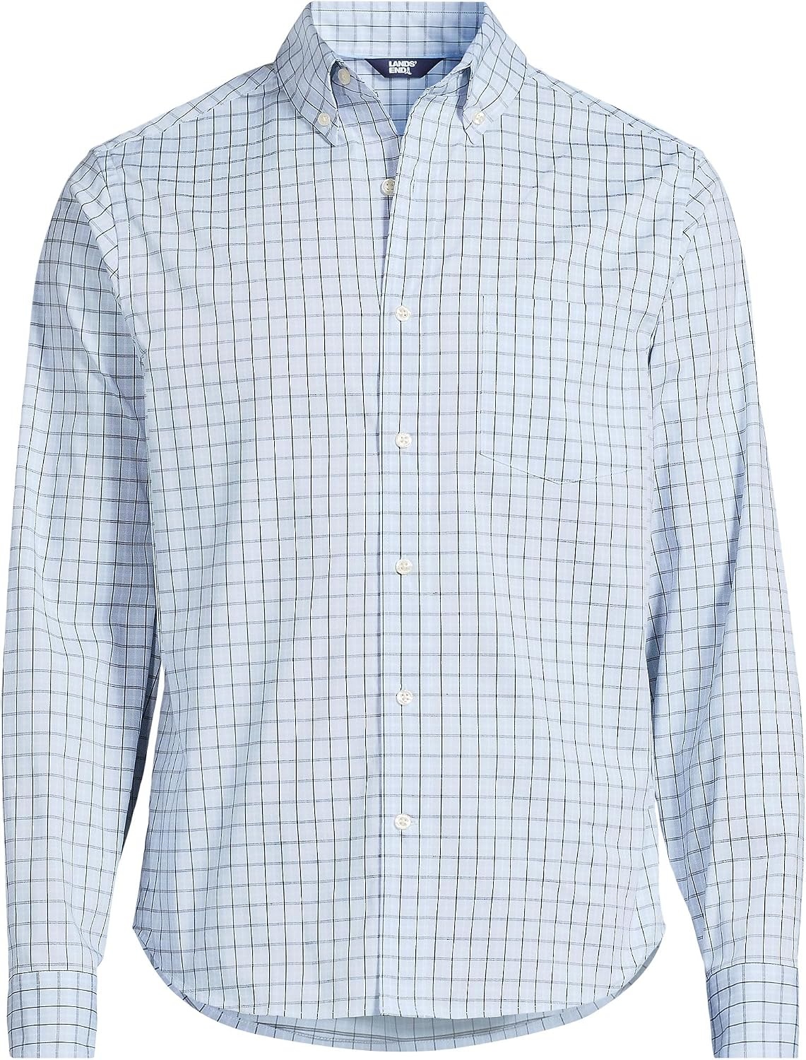 image:imageMens Traditional Fit Long Sleeve Travel Kit ShirtClearlake Blue Plaid