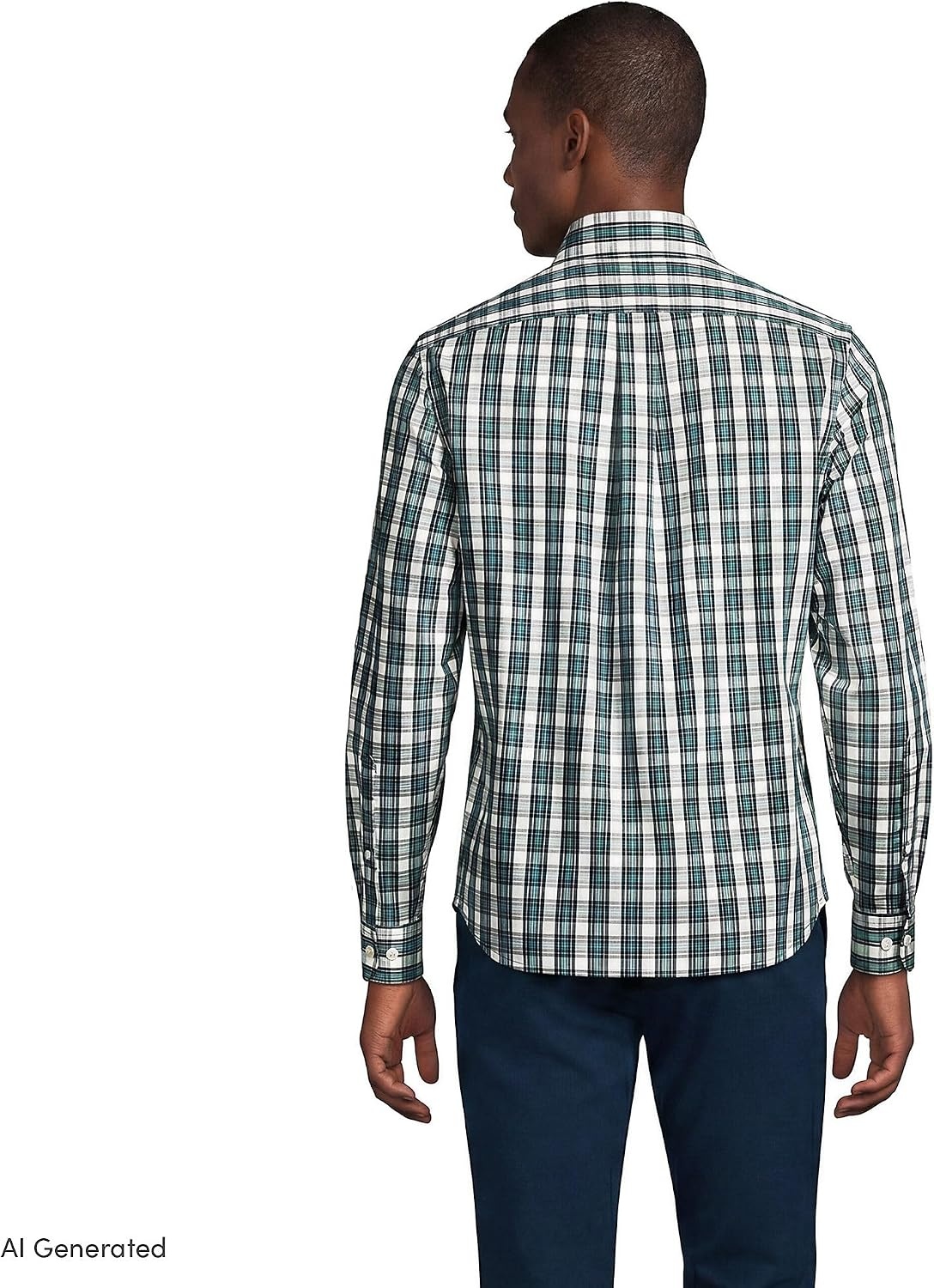 image:imageMens Traditional Fit Long Sleeve Travel Kit ShirtMuted Mineral AquaBlue Plaid