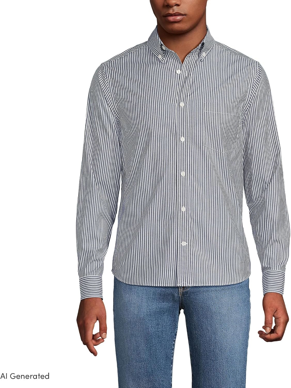 image:imageMens Traditional Fit Long Sleeve Travel Kit ShirtRadiant Navy Stripe