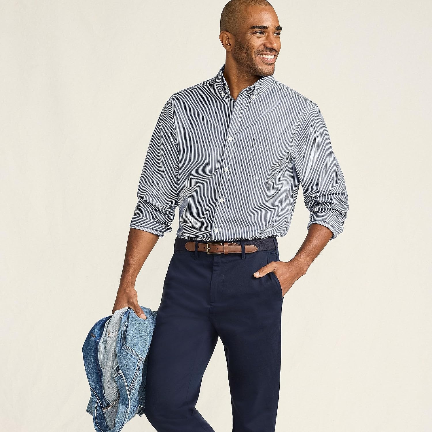image:imageMens Traditional Fit Long Sleeve Travel Kit ShirtRadiant Navy Stripe