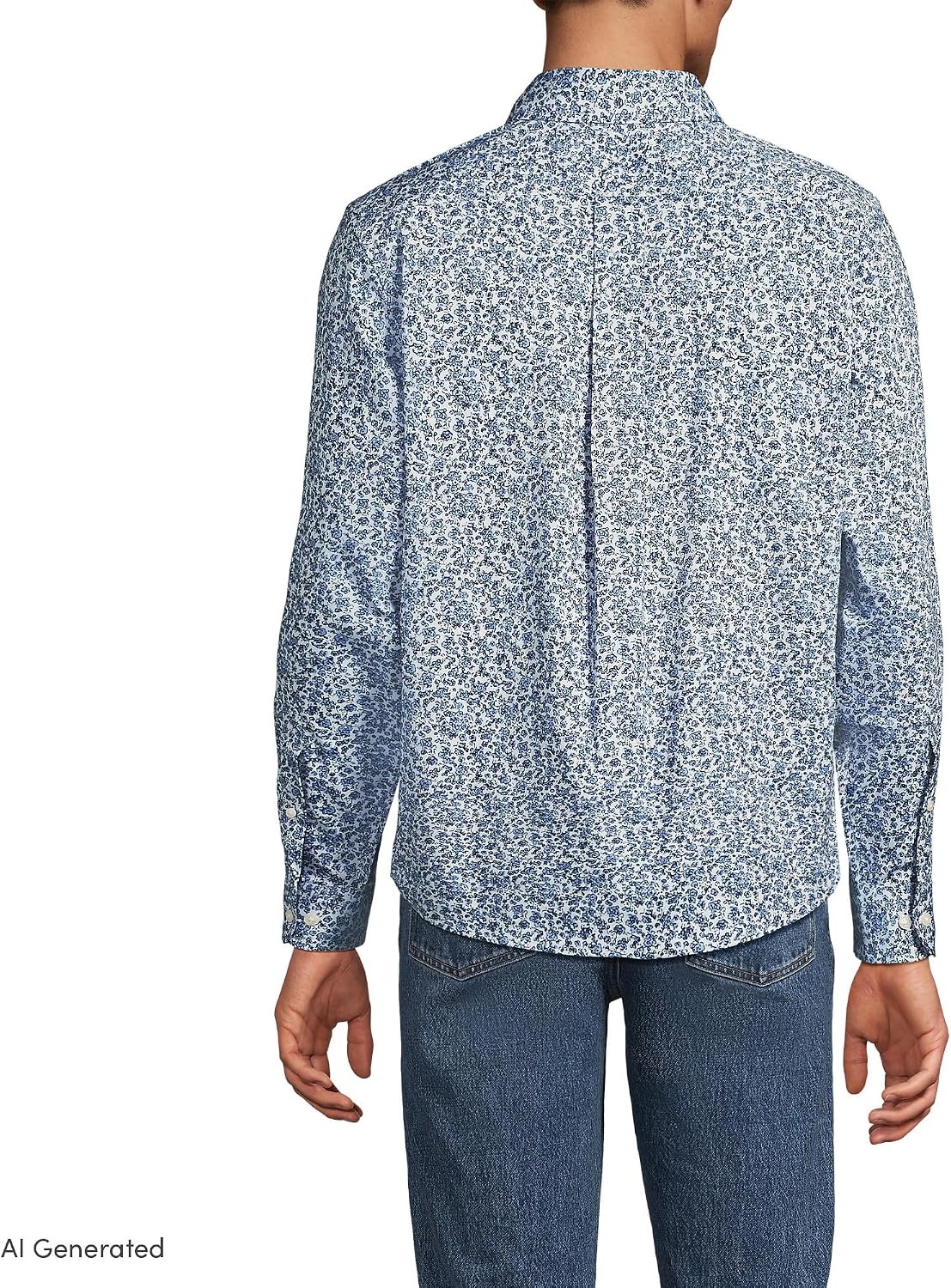 image:imageMens Traditional Fit Long Sleeve Travel Kit ShirtRadiant NavyBlue Floral