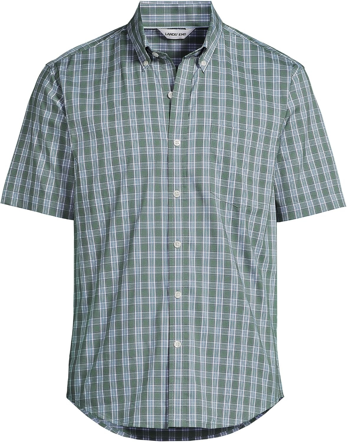 image:imageMens Traditional Fit Short Sleeve Travel Kit ShirtEucalyptusWhite Plaid
