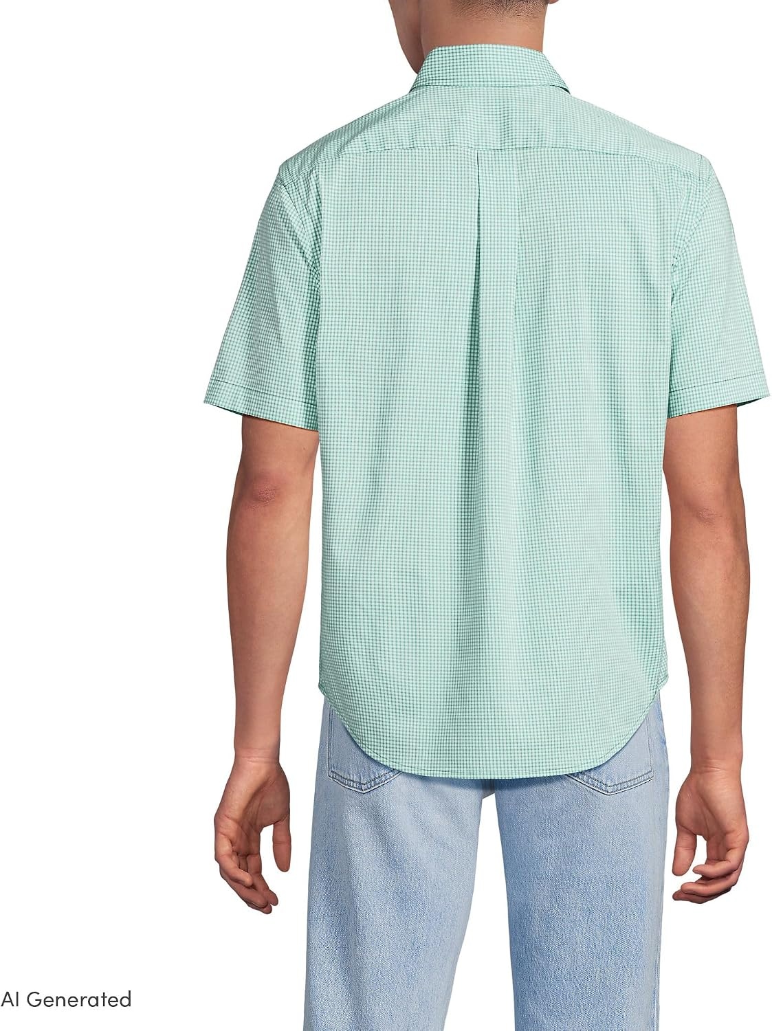 image:imageMens Traditional Fit Short Sleeve Travel Kit ShirtSimply GreenBlue Micro Plaid