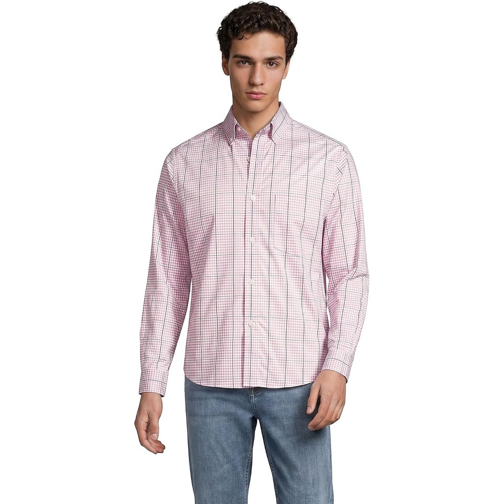 image:imageMens Traditional Fit Long Sleeve Travel Kit ShirtAntique BlossomBrown Plaid