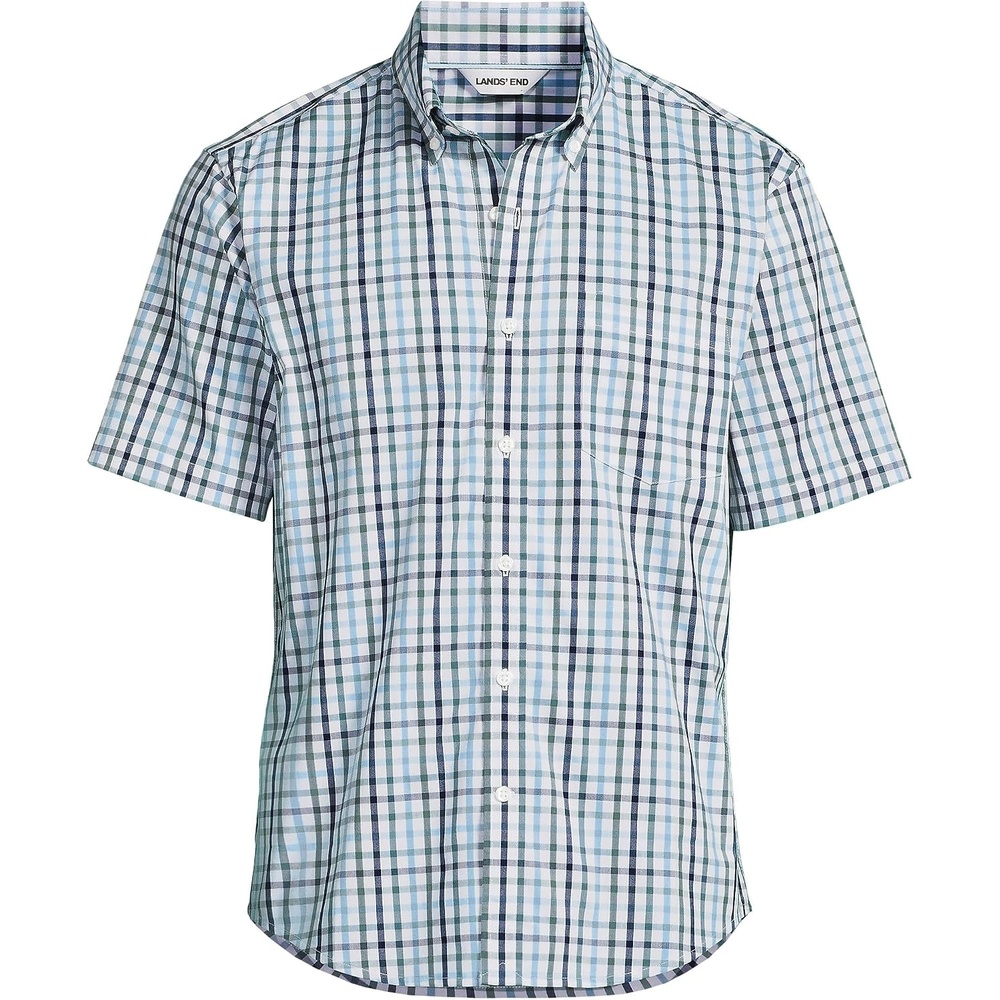 image:imageMens Traditional Fit Short Sleeve Travel Kit ShirtTourmaline Tattersall