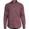 Men’s Traditional Fit Long Sleeve Travel Kit Shirt(Burgundy/Coffee/Taupe Plaid)