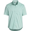 Men’s Traditional Fit Short Sleeve Travel Kit Shirt(Simply Green/Blue Micro Plaid)