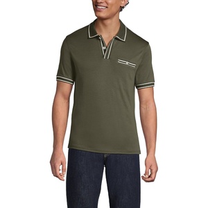 Lands’ End Men’s Short Sleeve Tipped Welt Pocket American-Grown Supima Cotton Polo(Forest Moss)