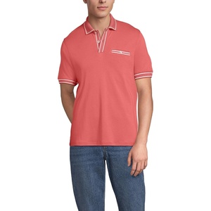Lands’ End Men’s Short Sleeve Tipped Welt Pocket American-Grown Supima Cotton Polo(Nautical Red)