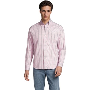 Men’s Traditional Fit Long Sleeve Travel Kit Shirt(Antique Blossom/Brown Plaid)