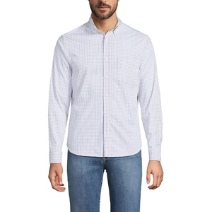 Men’s Traditional Fit Long Sleeve Travel Kit Shirt(Bourbon/White Plaid)