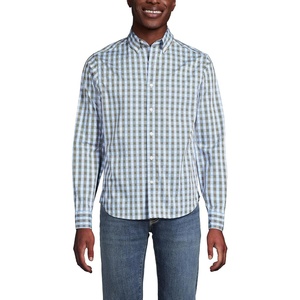Men’s Traditional Fit Long Sleeve Travel Kit Shirt(Olive Drab/Blue Plaid)